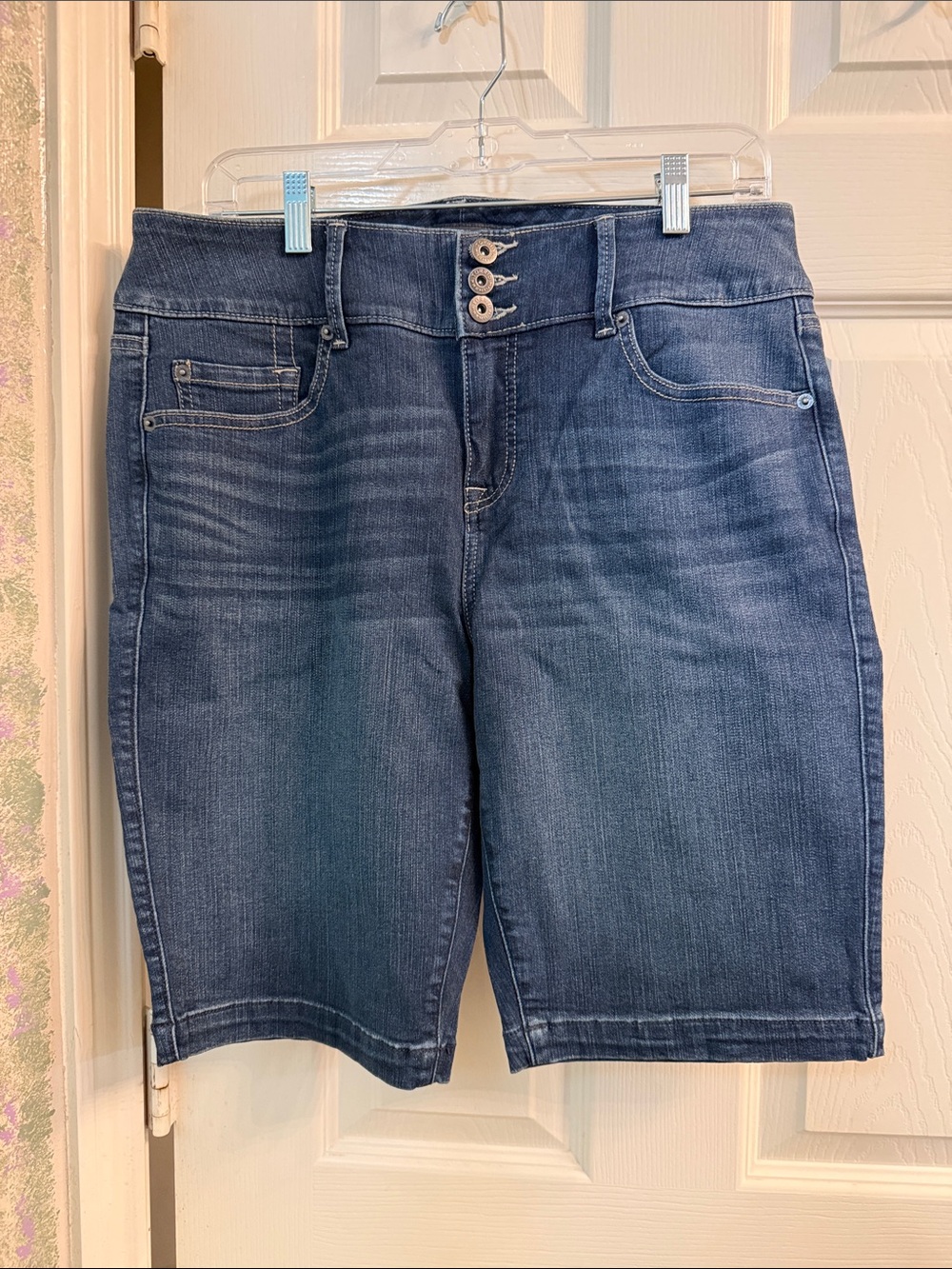 Torrid High-Rise Dark Blue Denim Bermuda Shorts